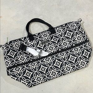 Vera Bradley Black and White Patterned Tote - Lighten Up Expandable